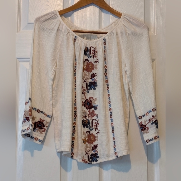 Love Sam Vintage Embroidery Peasant Top Medium - Picture 6 of 10